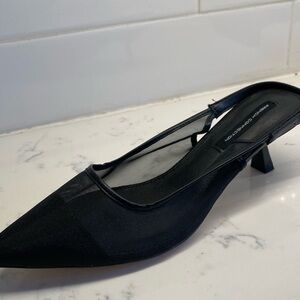 French Connection Black Kitten Heel Slingbacks